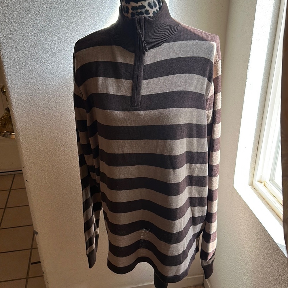 Mens Quarter Zip Knit Sweater Large